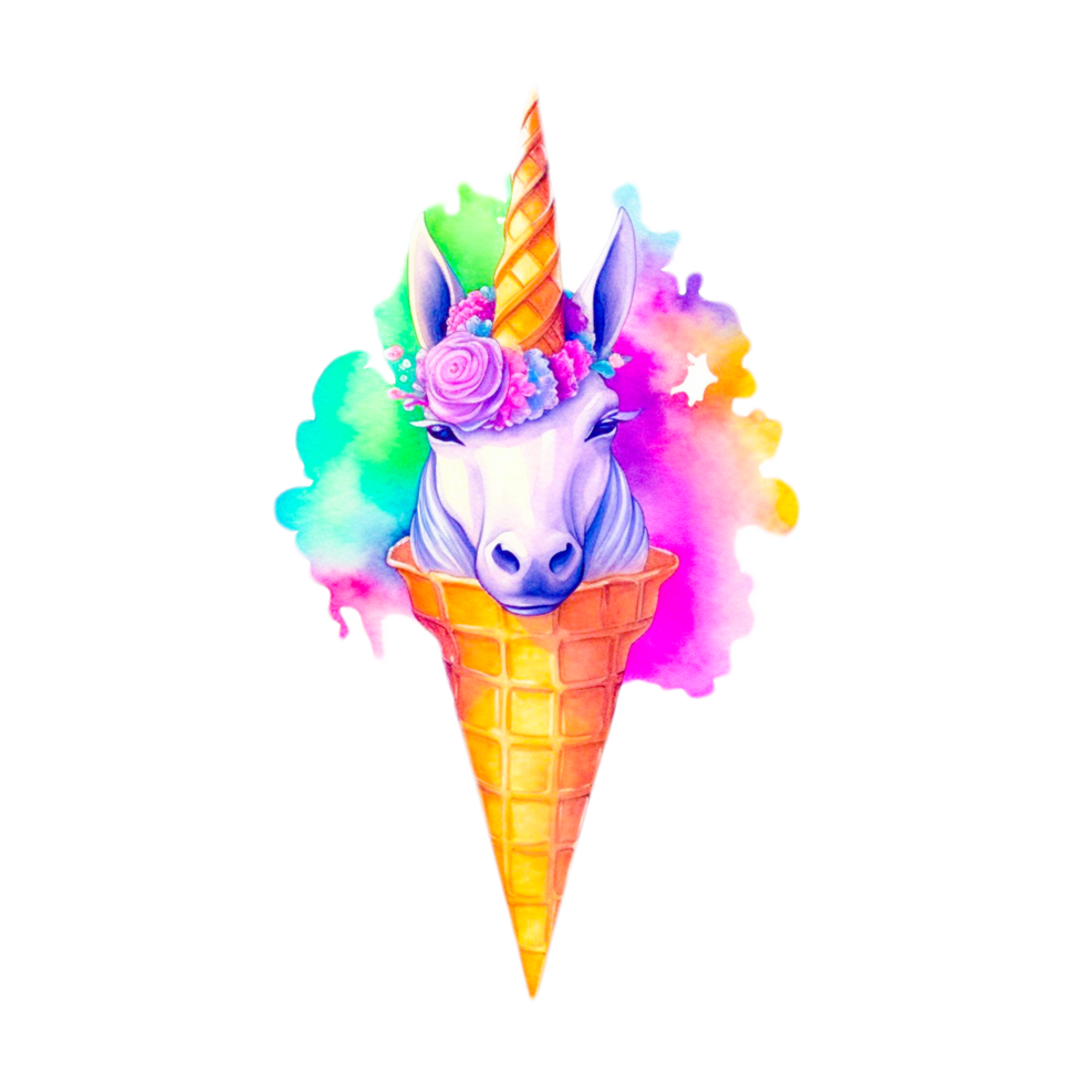 cartoon unicorn ice-cream illustration png