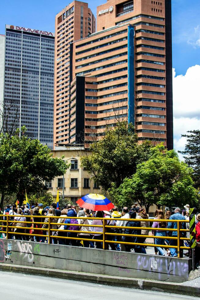 Bogota, Colombia, 2022. Peaceful protest marches in Bogota Colombia against the government of Gustavo Petro. photo