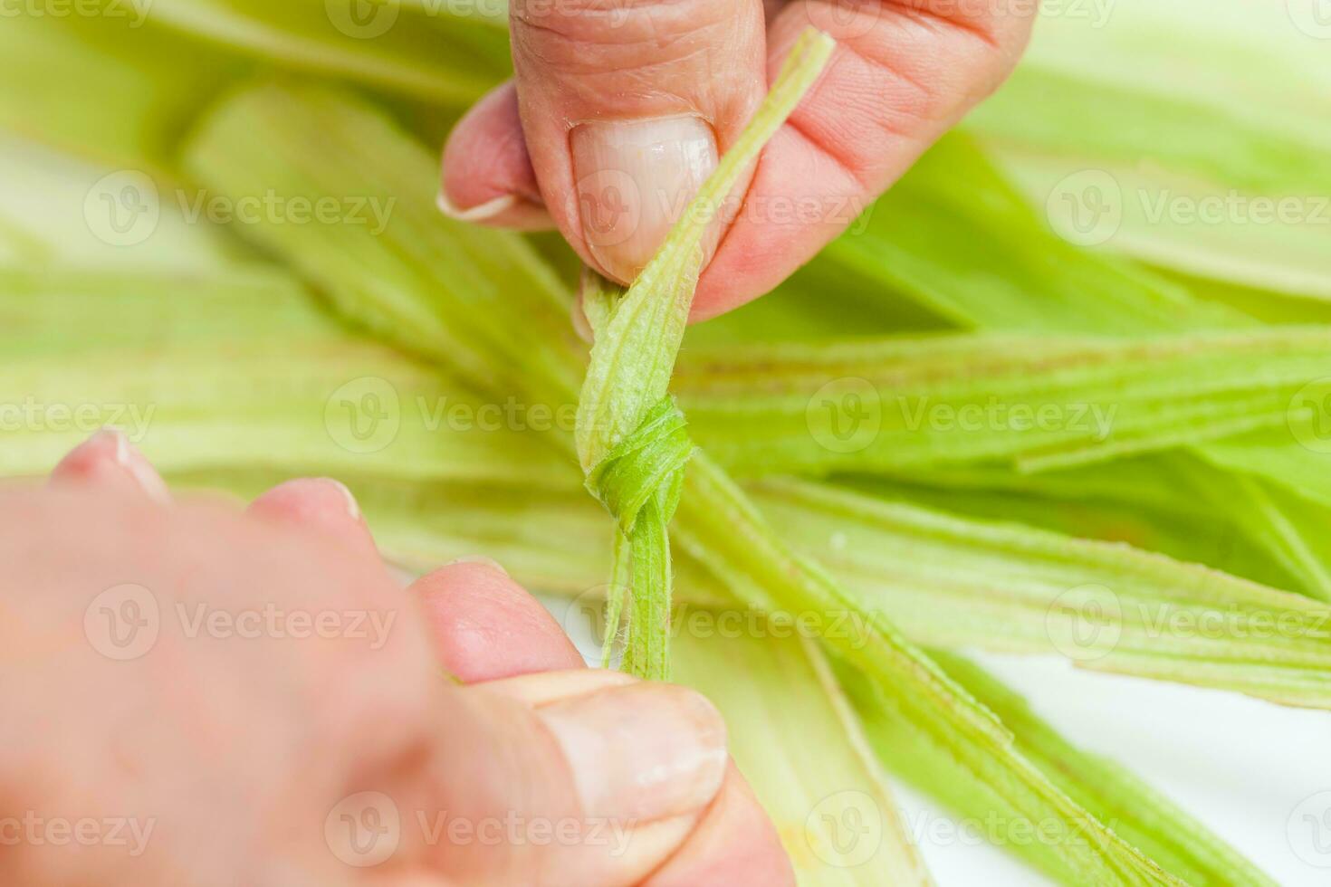 Colombian Sweet Corn Wrap Preparation photo