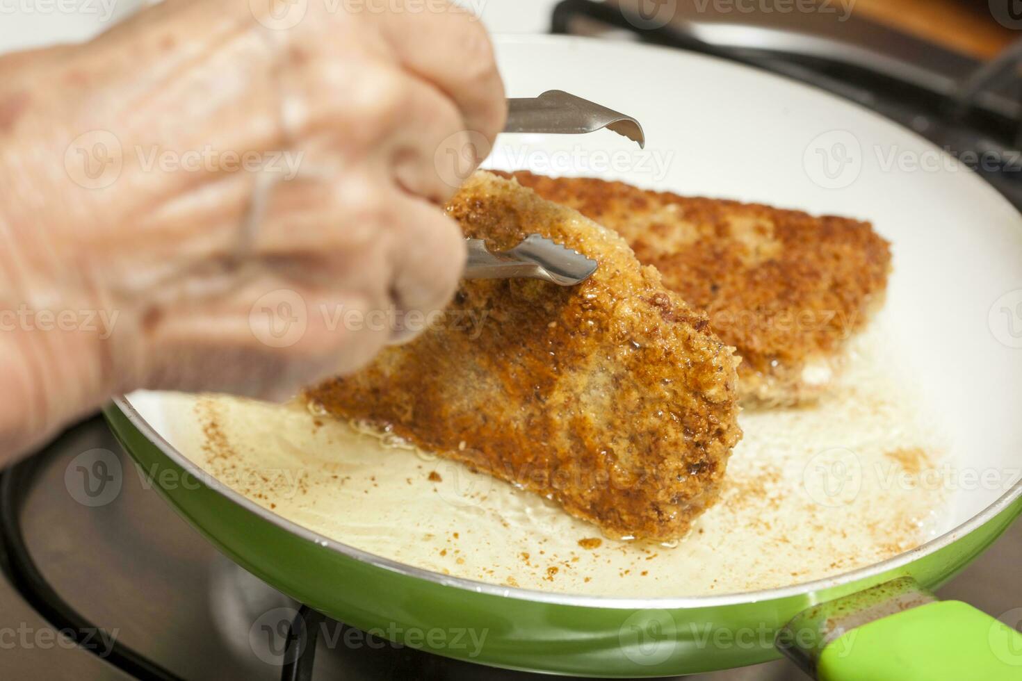 Frying a cordon bleu photo
