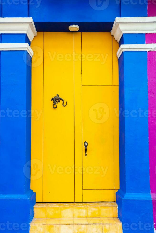 The colorful colonial houses at the walled city of Cartagena de Indias photo