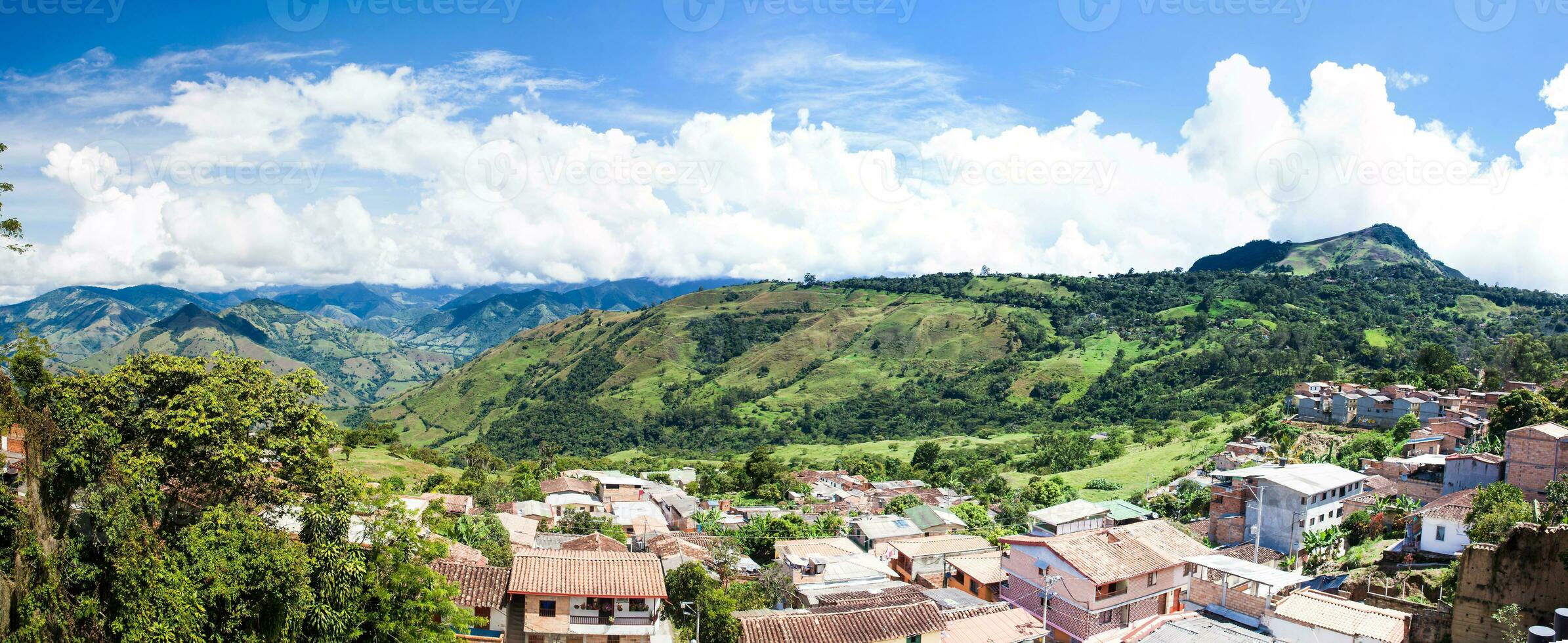 Panoramic view of the historical town of Titiribi located in the region of Antioquia in Colombia photo