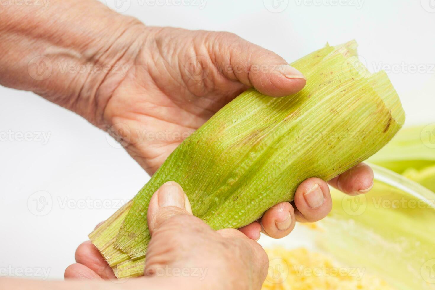 Colombian Sweet Corn Wrap Preparation photo
