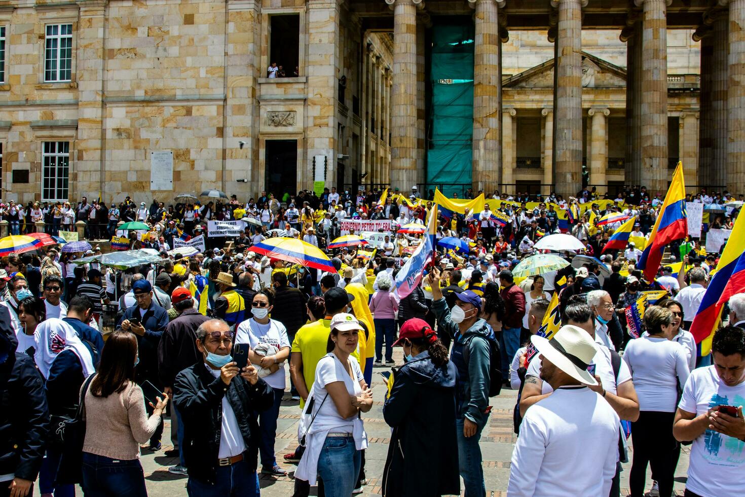 Bogota, Colombia, 2022. Peaceful protest marches in Bogota Colombia against the government of Gustavo Petro. photo