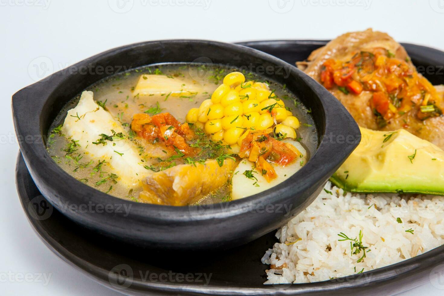 Traditional Colombian soup from the region of Valle del Cauca called sancocho photo