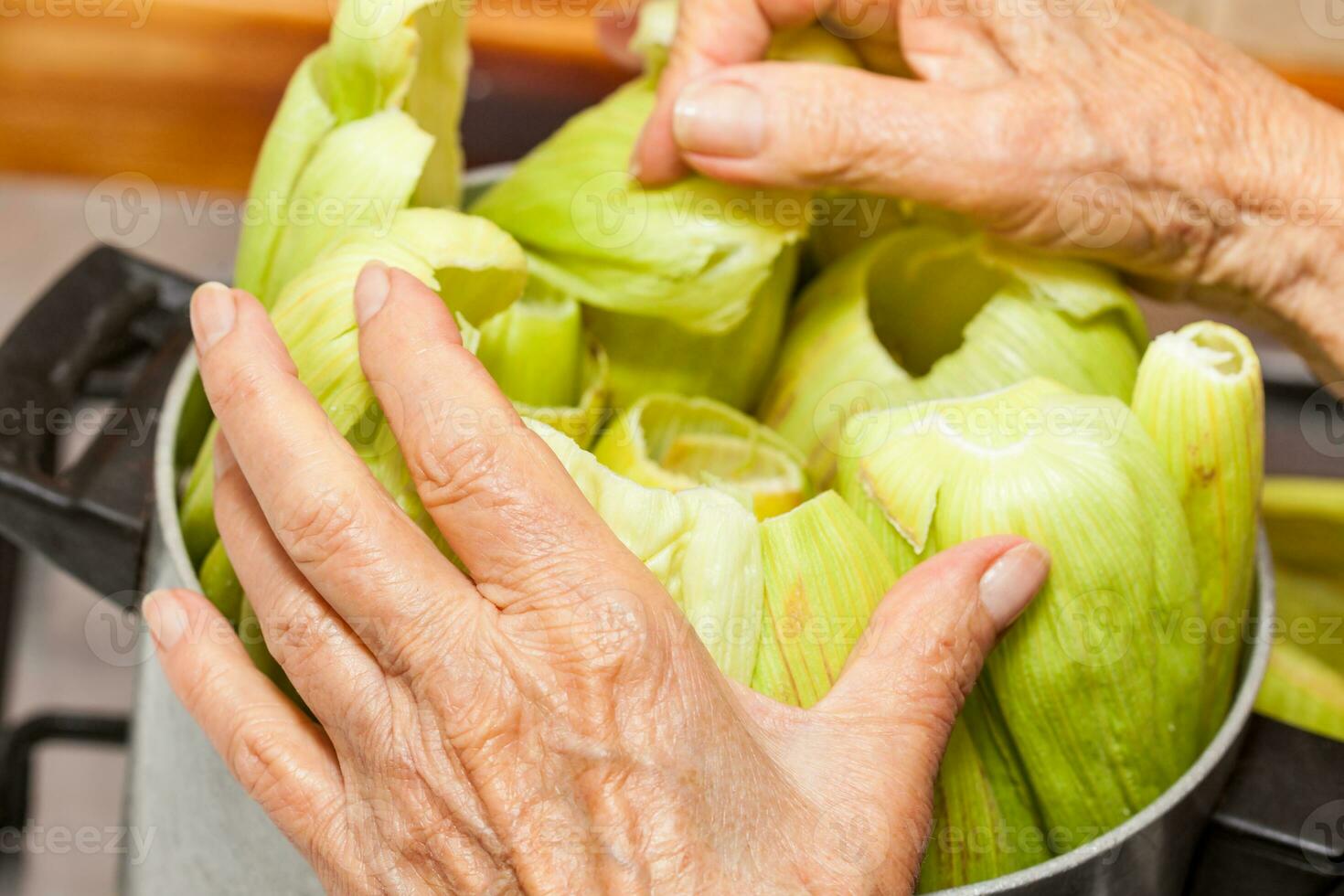 Colombian Sweet Corn Wrap Preparation photo