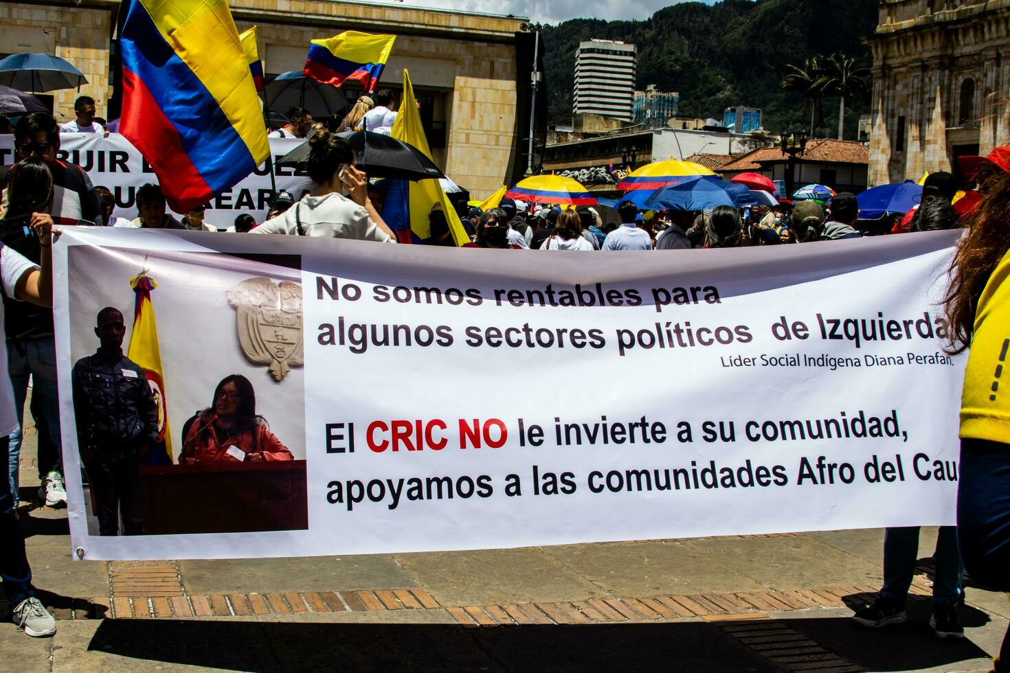 Bogota, Colombia, 2022. Peaceful protest marches in Bogota Colombia against the government of Gustavo Petro. photo