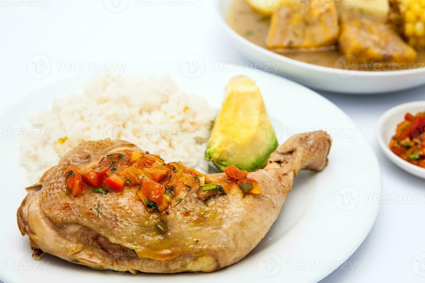 Traditional Colombian soup from the region of Valle del Cauca called sancocho photo