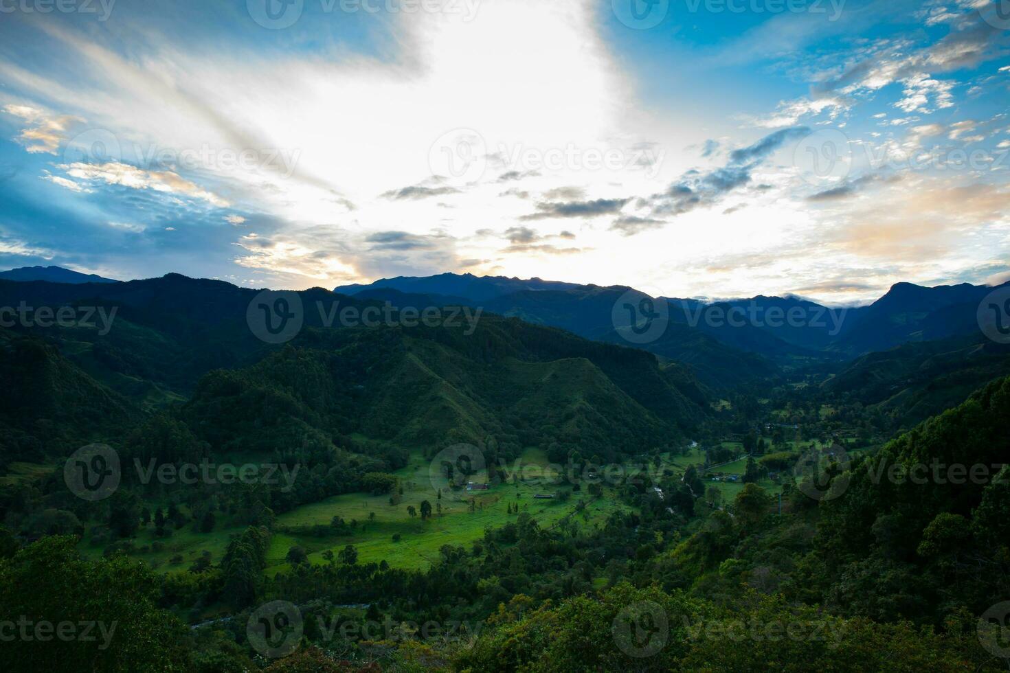 Beautiful view over the Cocora Valley in Salento, from El Mirador, located on the region of Quindio in Colombia photo