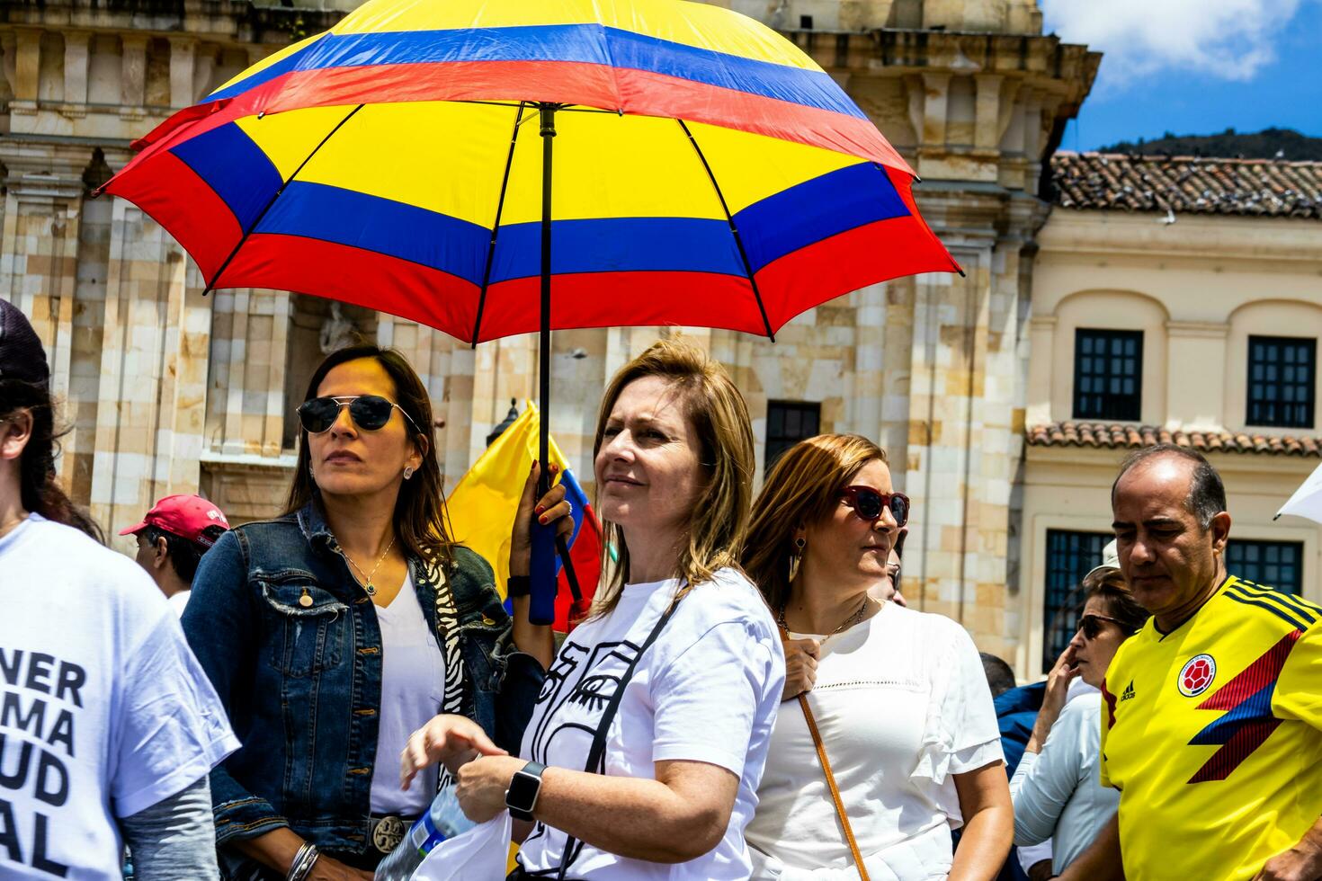 Bogota, Colombia, 2022. Peaceful protest marches in Bogota Colombia against the government of Gustavo Petro. photo