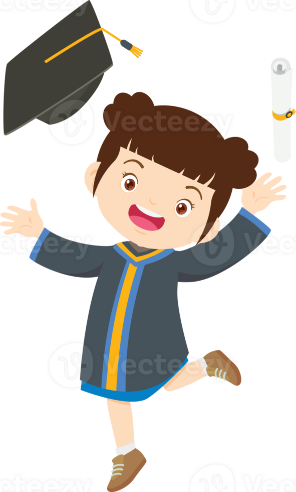 cute graduate students in graduate education with hat diploma ,certificate cartoon png