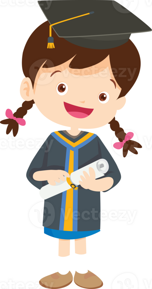 cute graduate students in graduate education with hat diploma ,certificate cartoon png