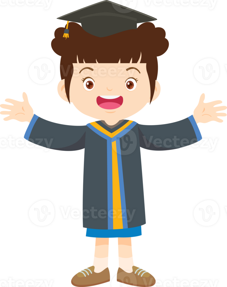 cute graduate students in graduate education with hat diploma ,certificate cartoon png