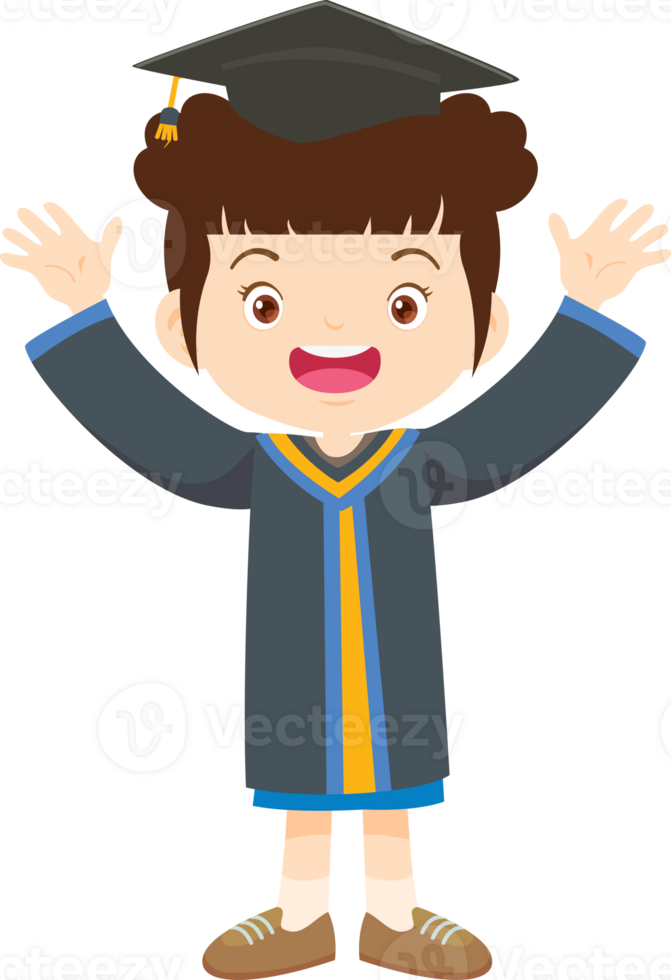 cute graduate students in graduate education with hat diploma ,certificate cartoon png