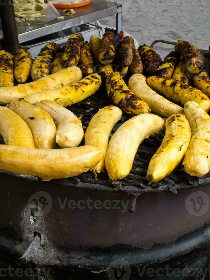Close up of roasted ripe plantain sell at Cali city center photo