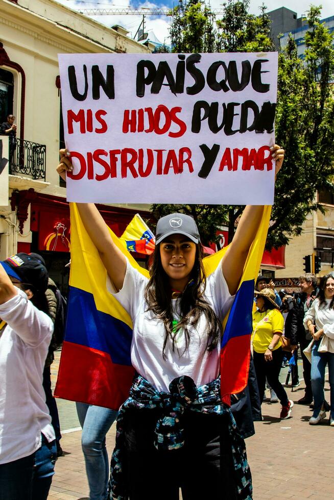 Bogota, Colombia, 2022. Peaceful protest marches in Bogota Colombia against the government of Gustavo Petro. photo