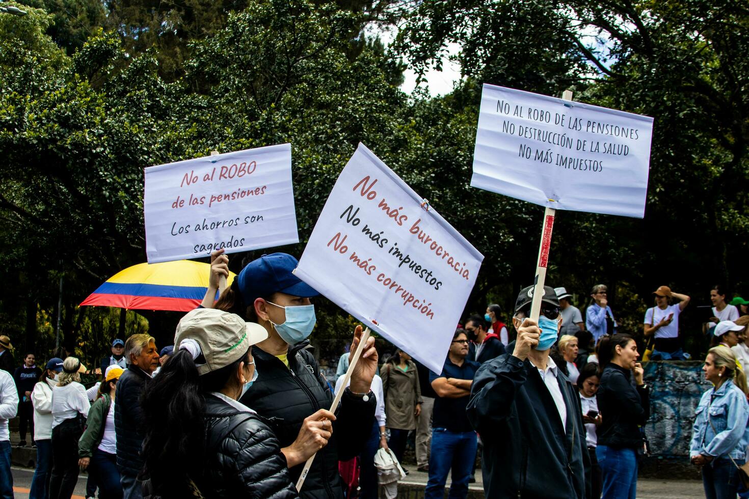 Bogota, Colombia, 2022. Peaceful protest marches in Bogota Colombia against the government of Gustavo Petro. photo