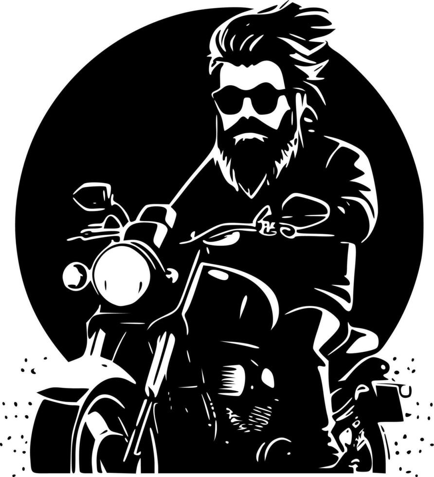 Biker - Black and White Isolated Icon - Vector illustration