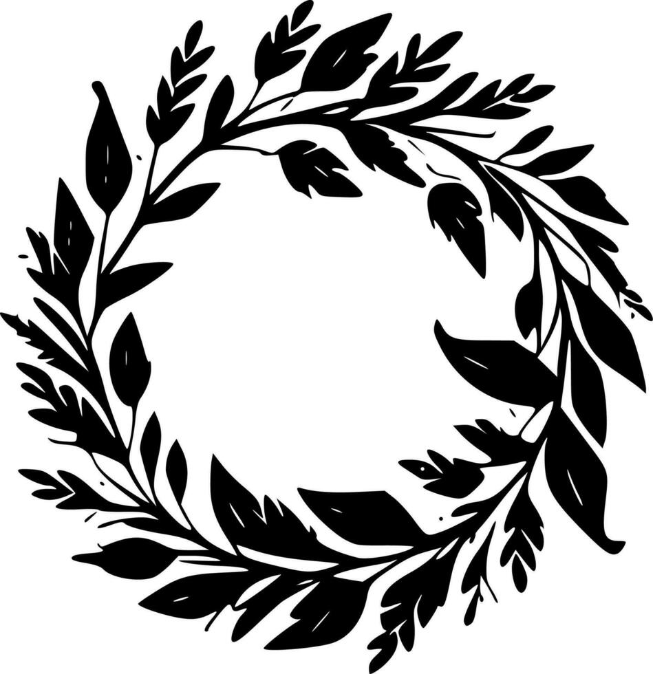 Wreath - Black and White Isolated Icon - Vector illustration