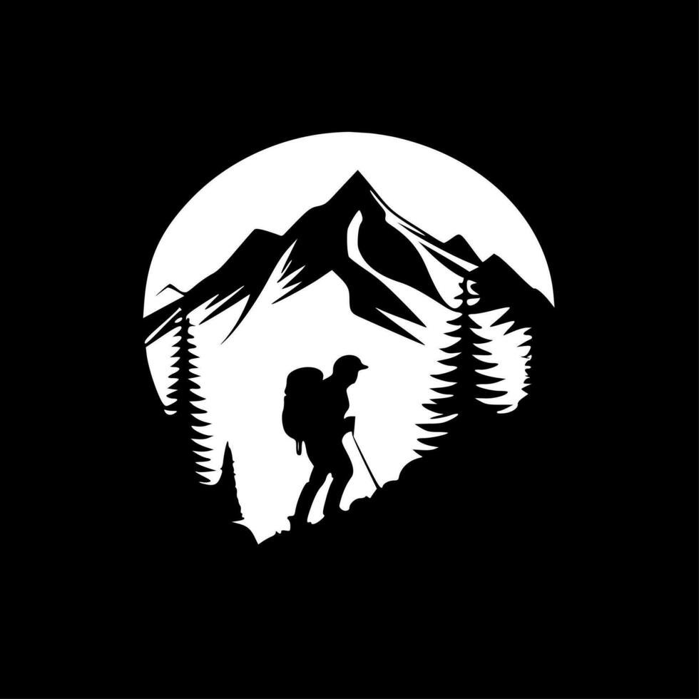 Hiking - Minimalist and Flat Logo - Vector illustration