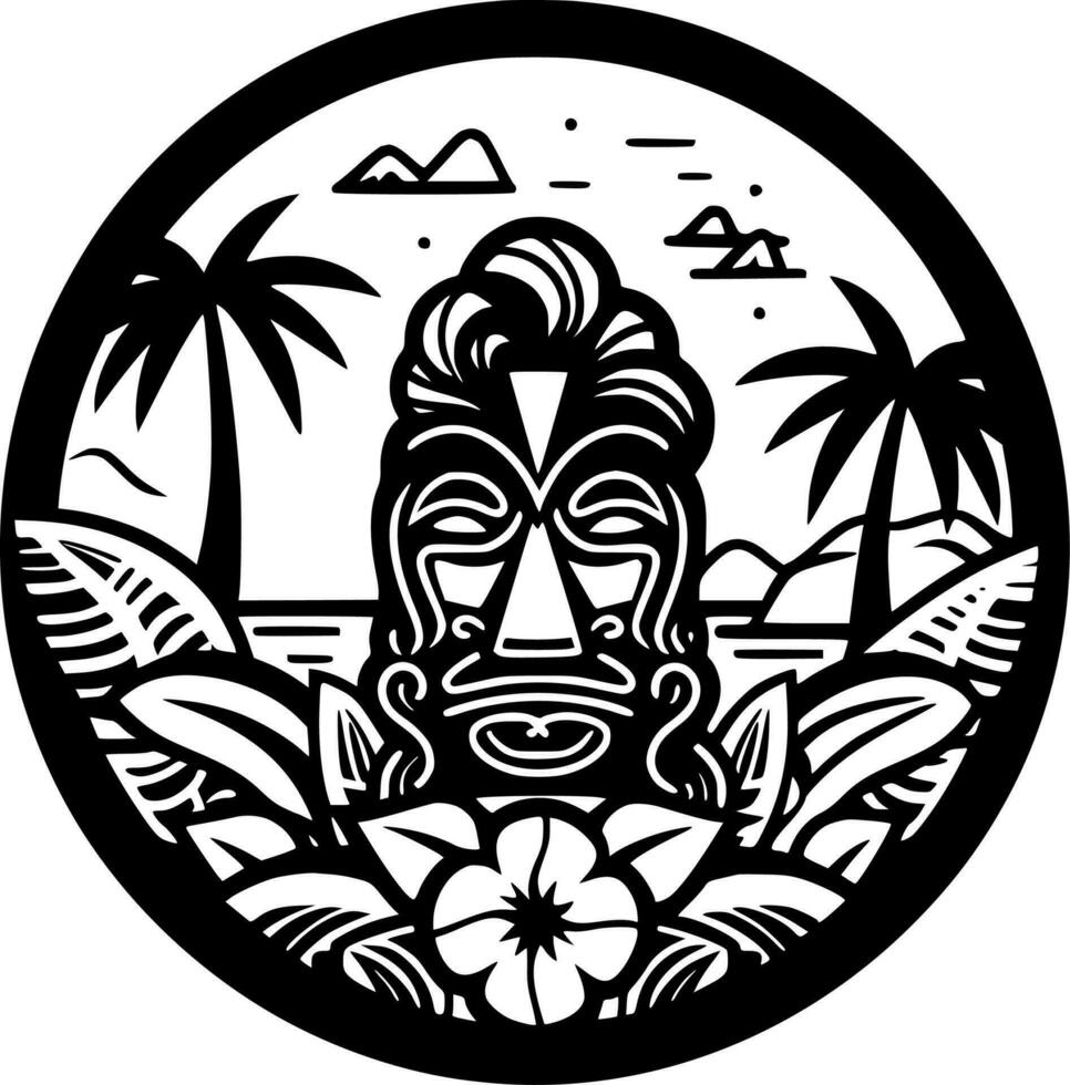 Hawaii, Black and White Vector illustration