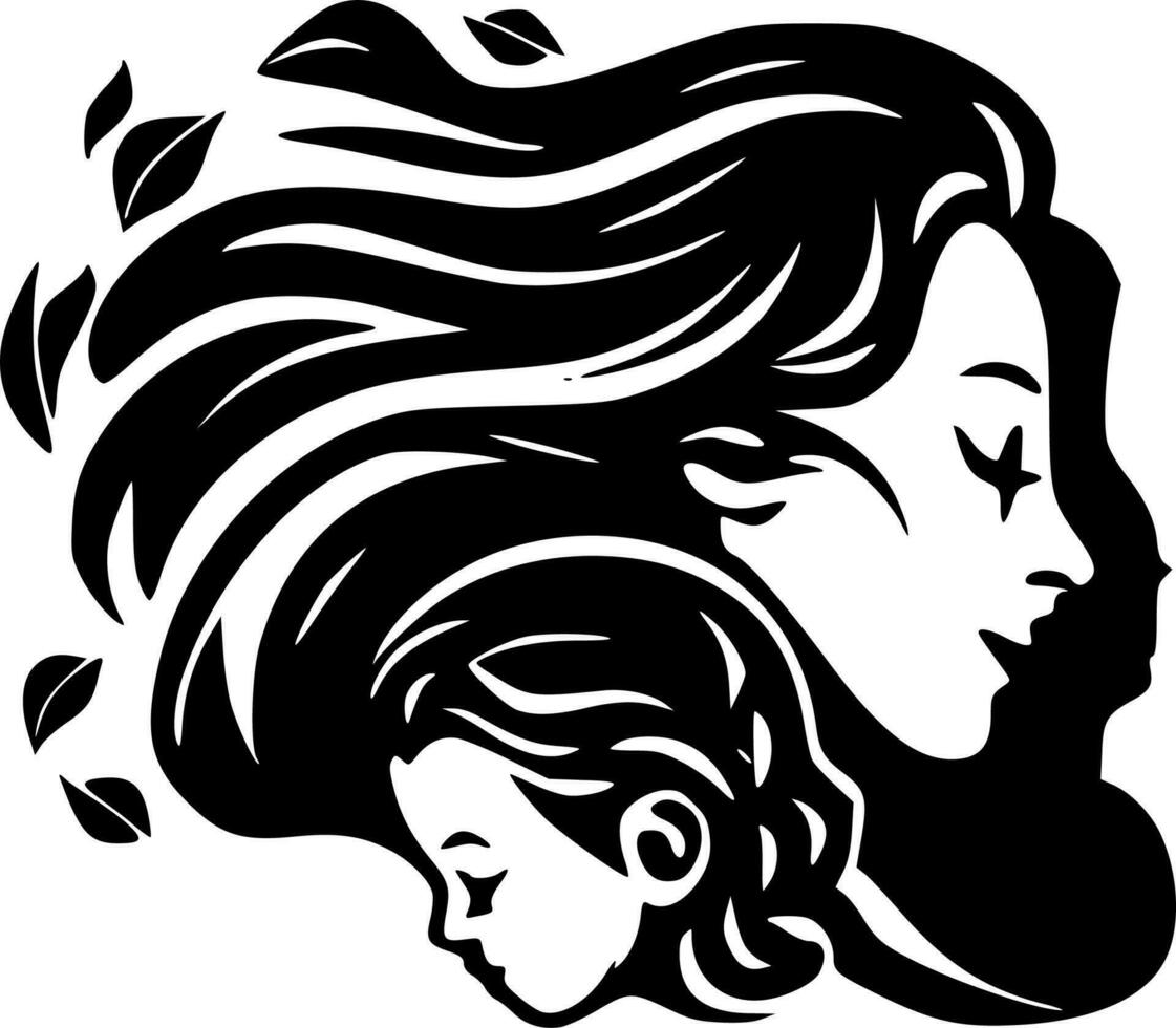 Mother, Black and White Vector illustration