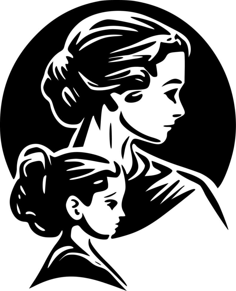 Mother - Black and White Isolated Icon - Vector illustration