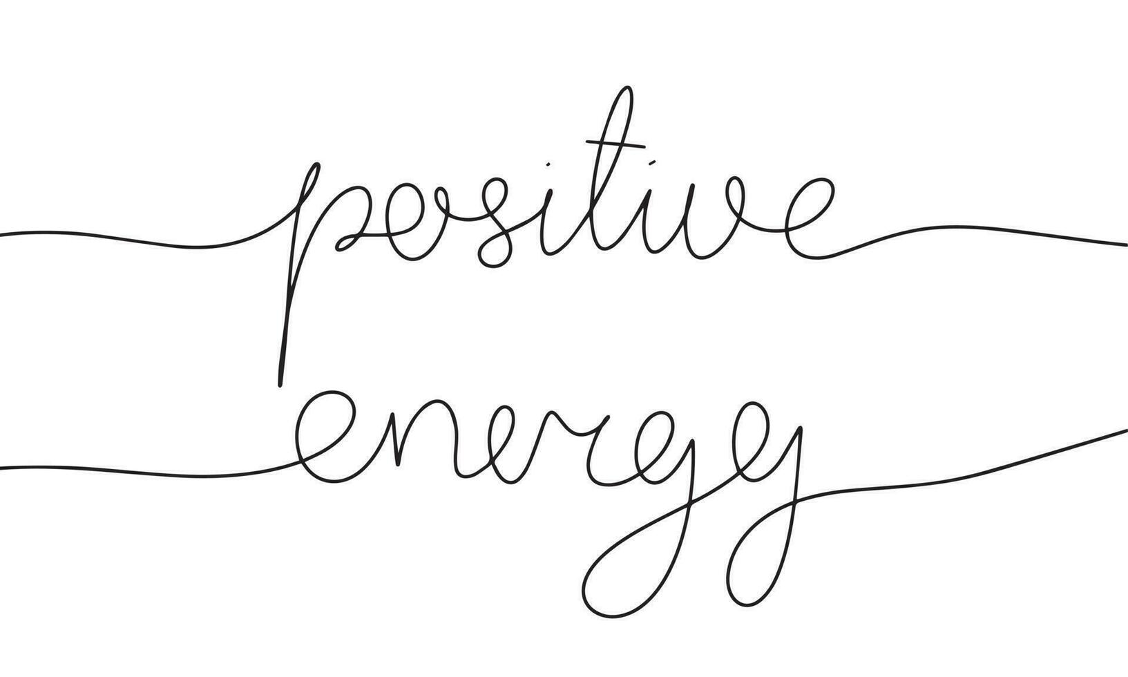 One line continuous phrase positive energy. Handwriting line art monoline vector illustration.