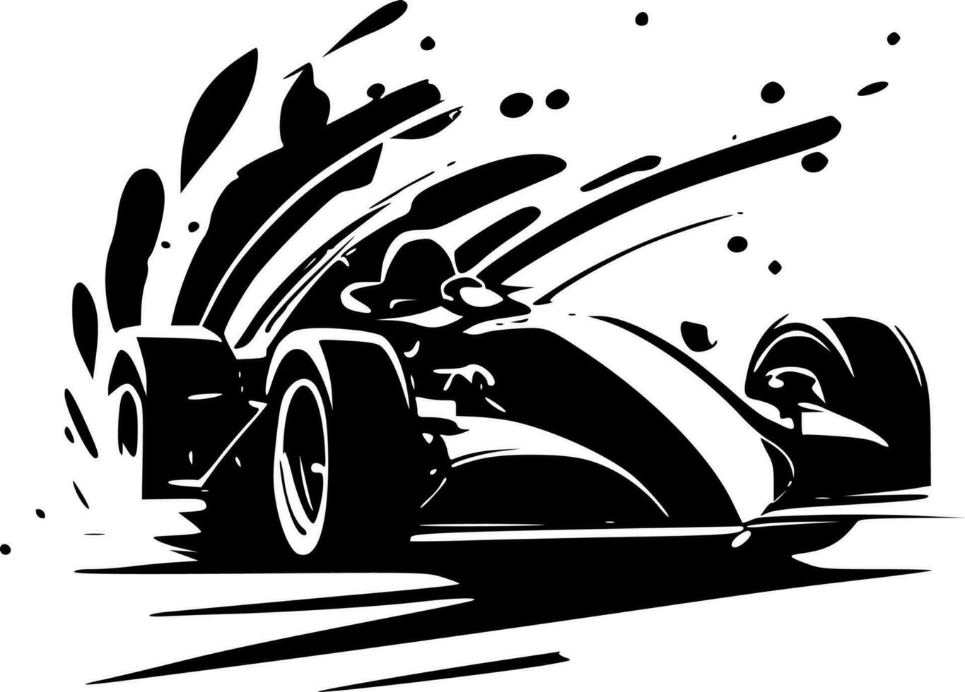 Racing, Black and White Vector illustration