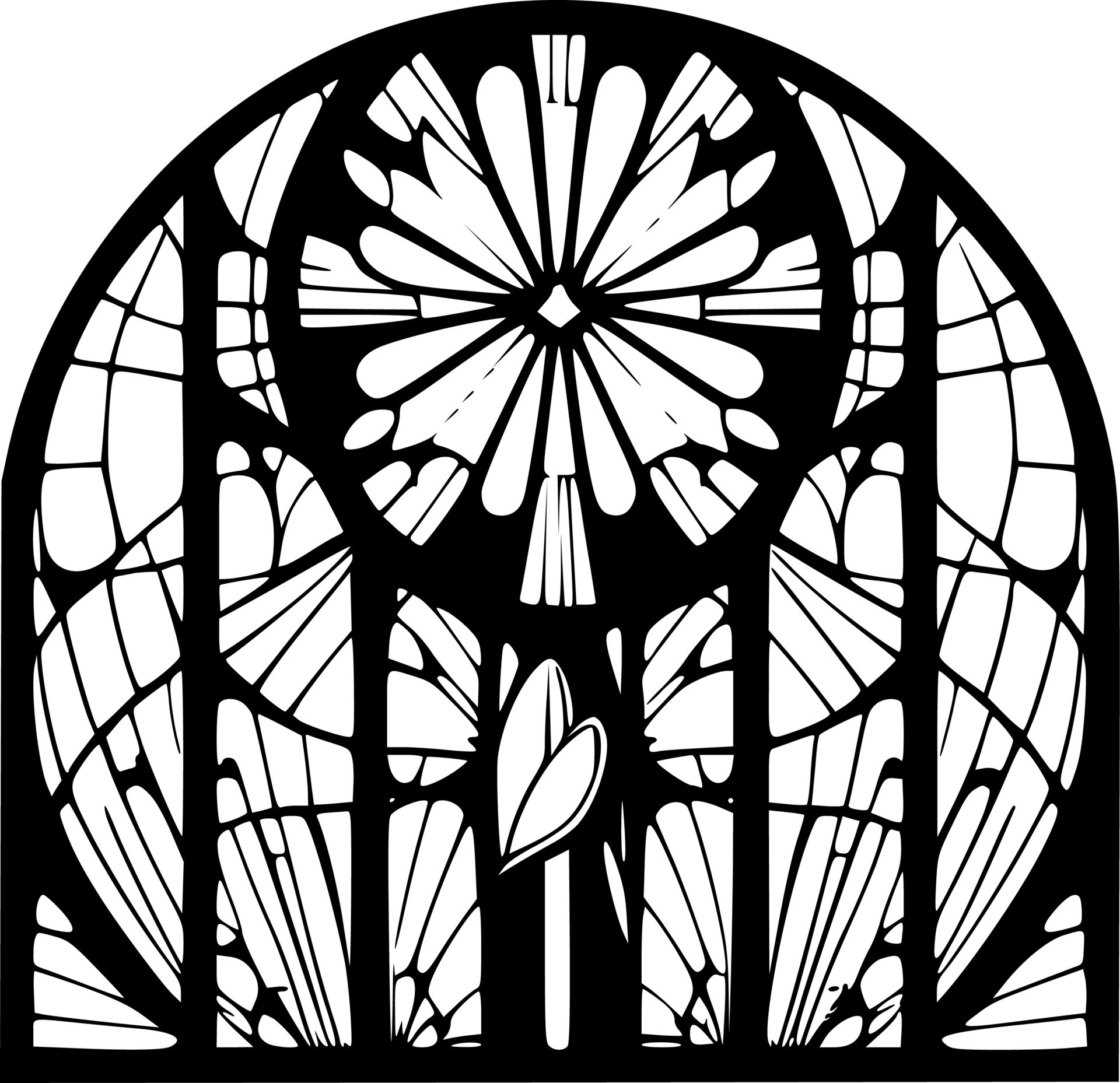 Stained Glass, Black and White Vector illustration 23618185 Vector Art