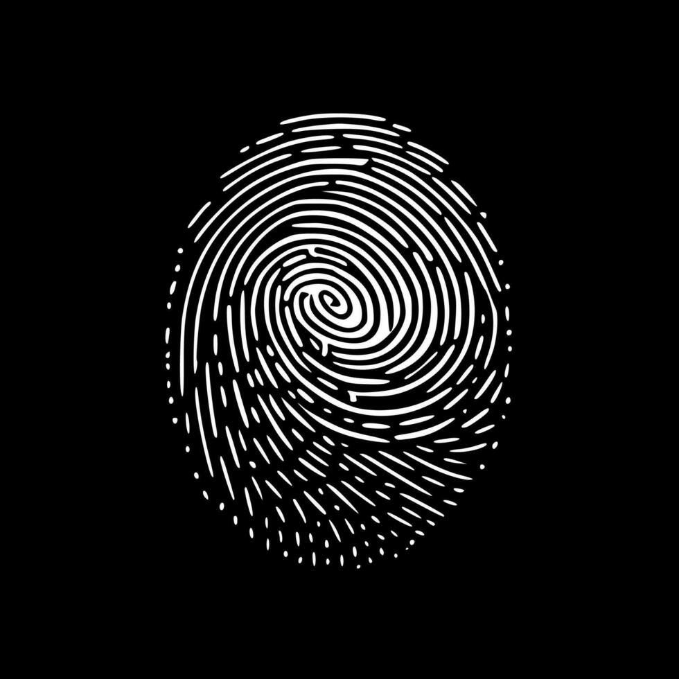 Fingerprint - Black and White Isolated Icon - Vector illustration