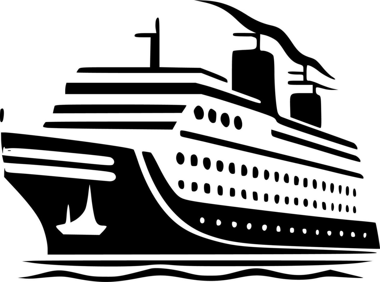 crucero - negro y blanco aislado icono - vector ilustración