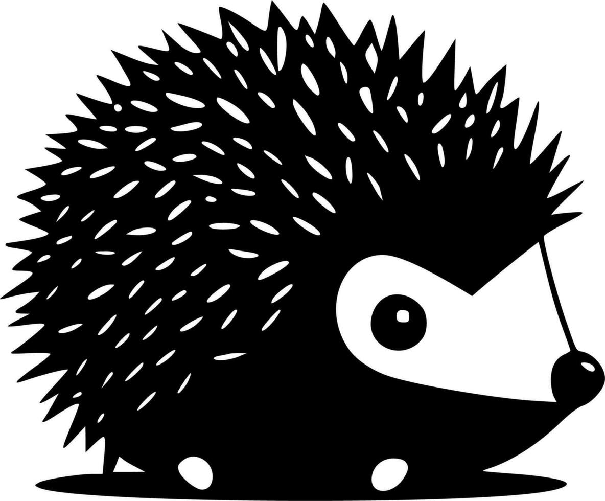 Hedgehog, Black and White Vector illustration