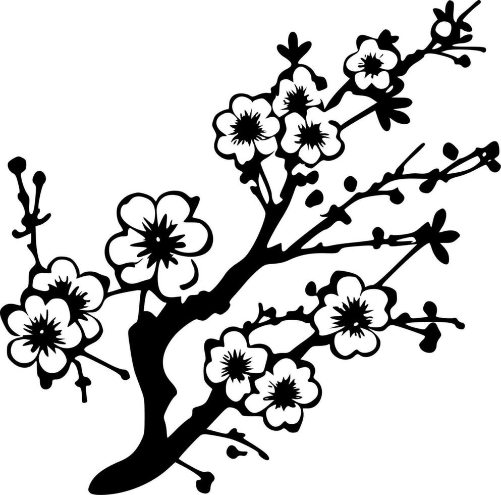 Cherry Blossom, Minimalist and Simple Silhouette - Vector illustration
