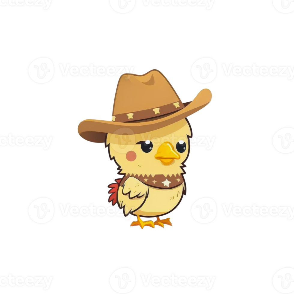 cowboy kip tekenfilm illustratie, icoon, mascotte, dier, generatief ai png