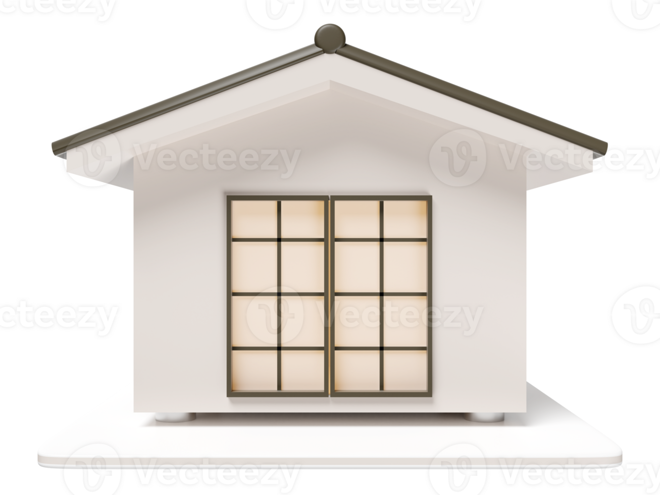 3d Japanese style house icon isolated. real estate trading, quality guarantee concept, 3d render illustration png