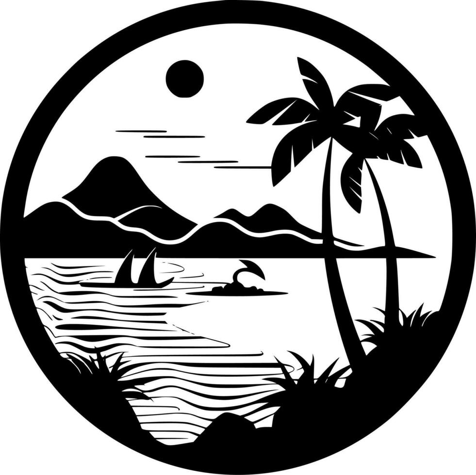 Hawaii, Black and White Vector illustration
