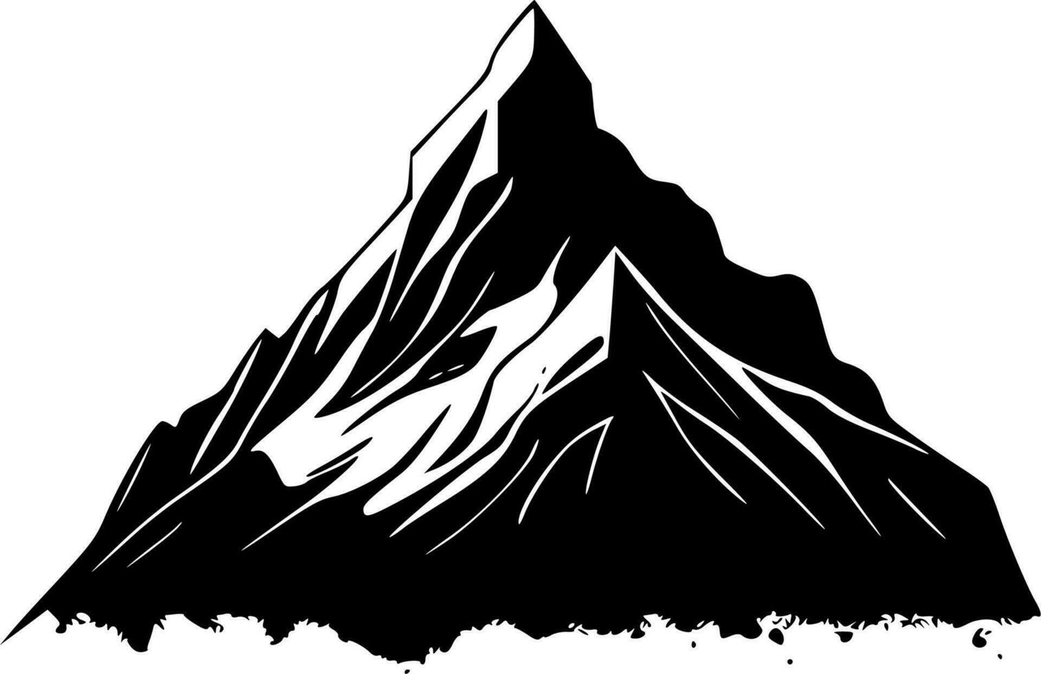 montaña - negro y blanco aislado icono - vector ilustración