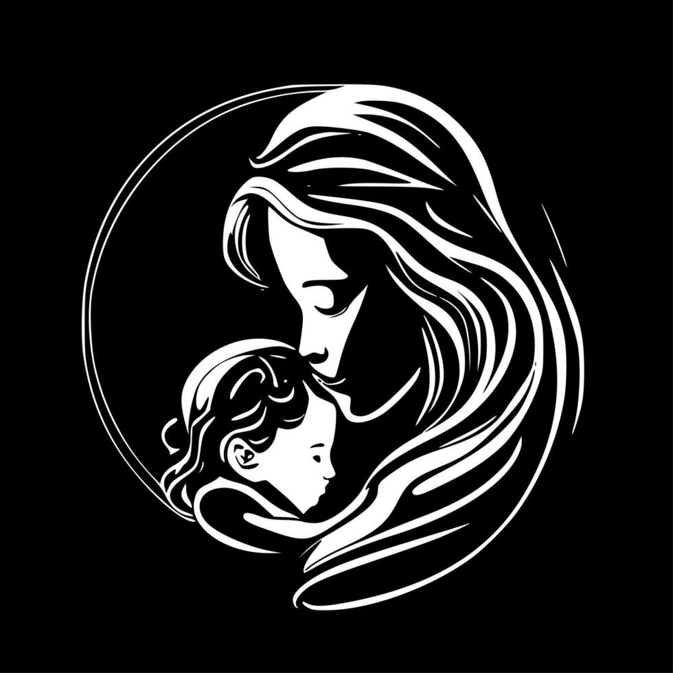 Mother - Black and White Isolated Icon - Vector illustration