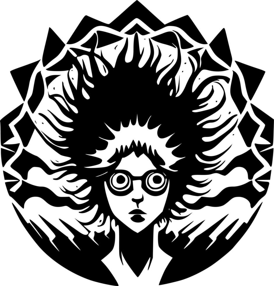 Psychedelic - Black and White Isolated Icon - Vector illustration