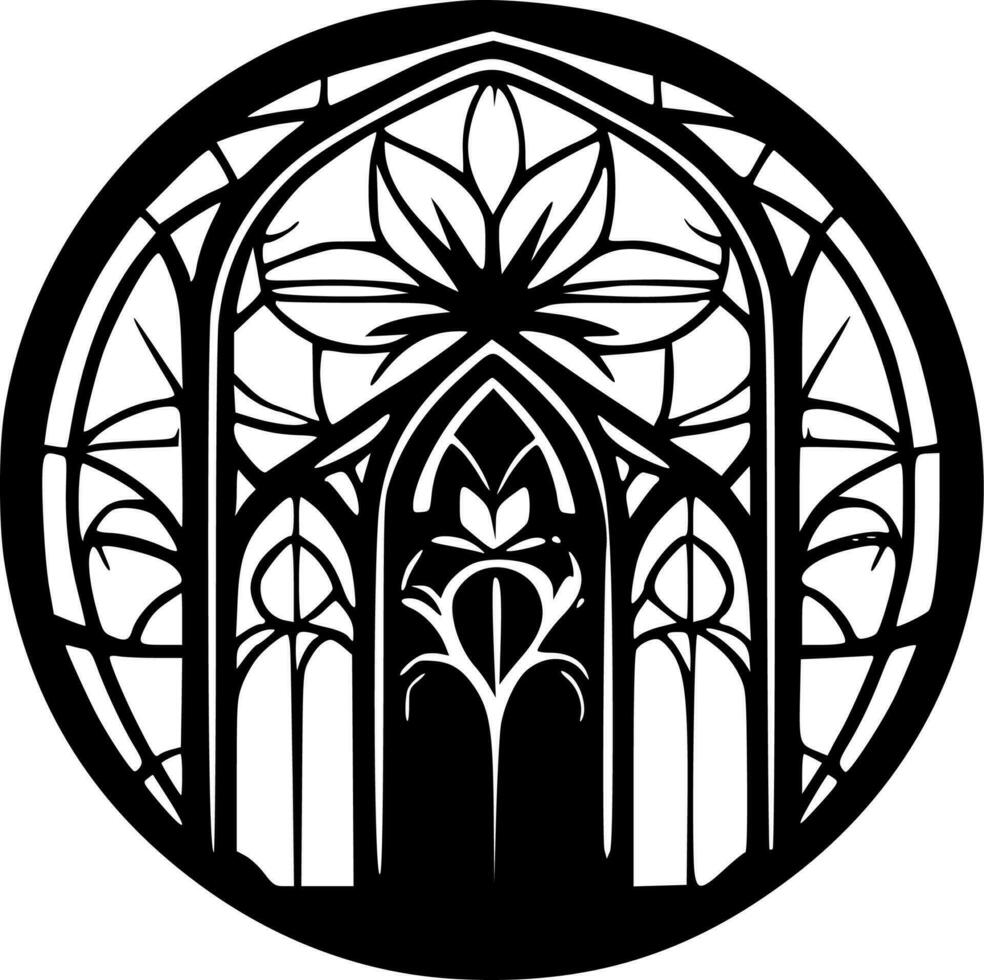 Stained Glass, Black and White Vector illustration