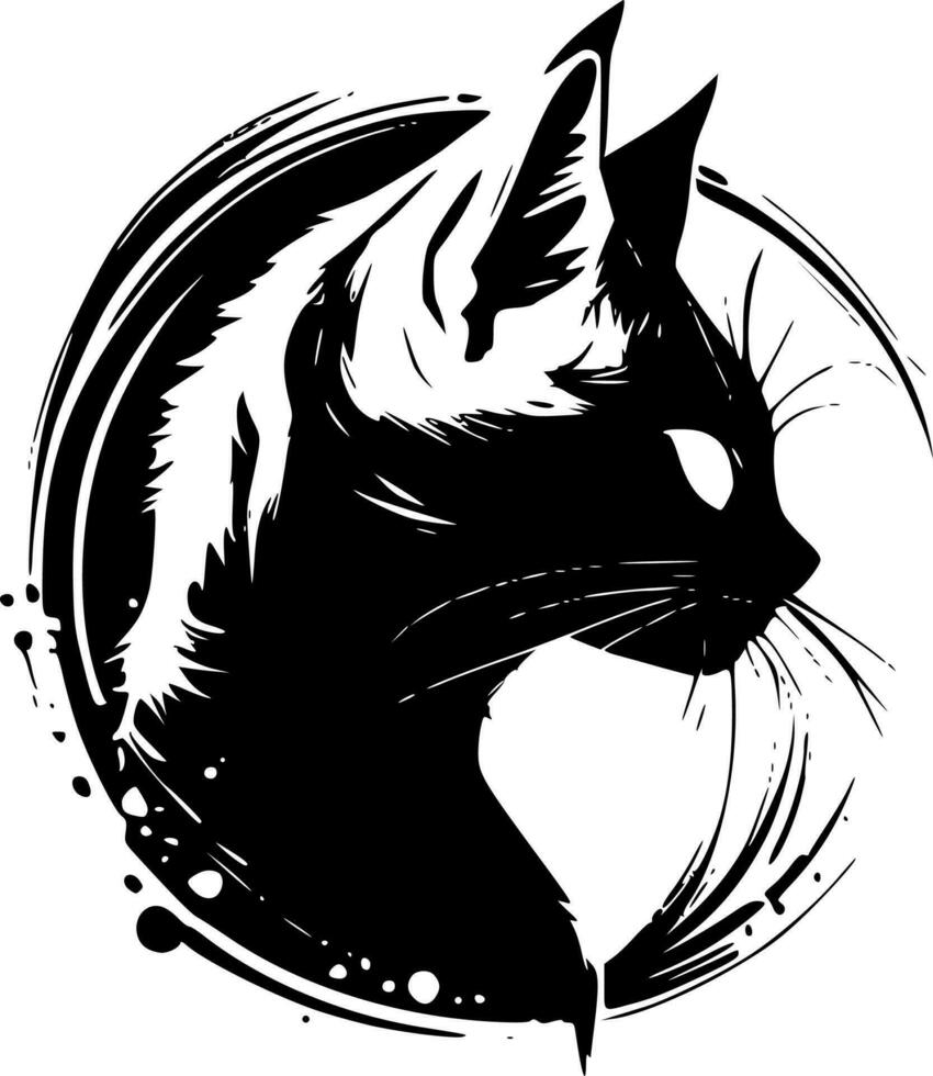 gato - negro y blanco aislado icono - vector ilustración