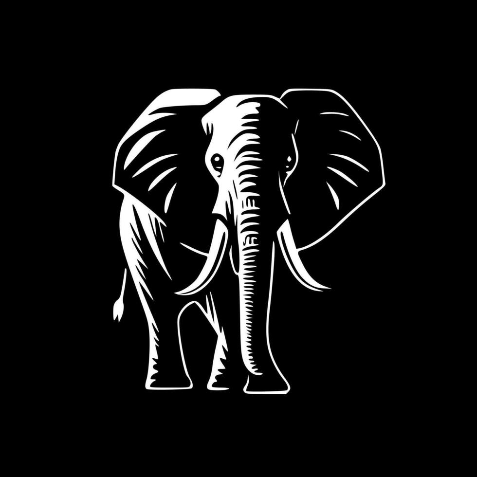 Elephant - Black and White Isolated Icon - Vector illustration