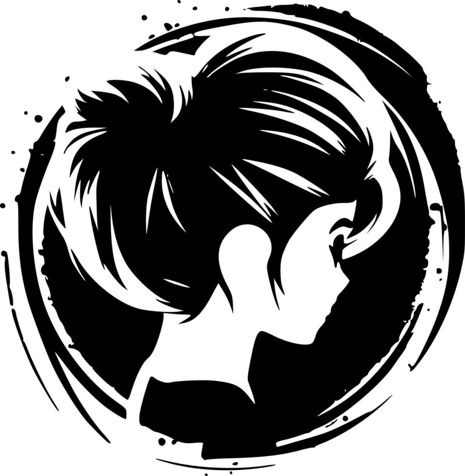 Messy Bun - Black and White Isolated Icon - Vector illustration