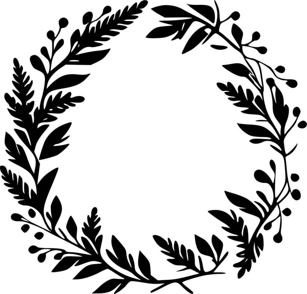 Wreath - Black and White Isolated Icon - Vector illustration