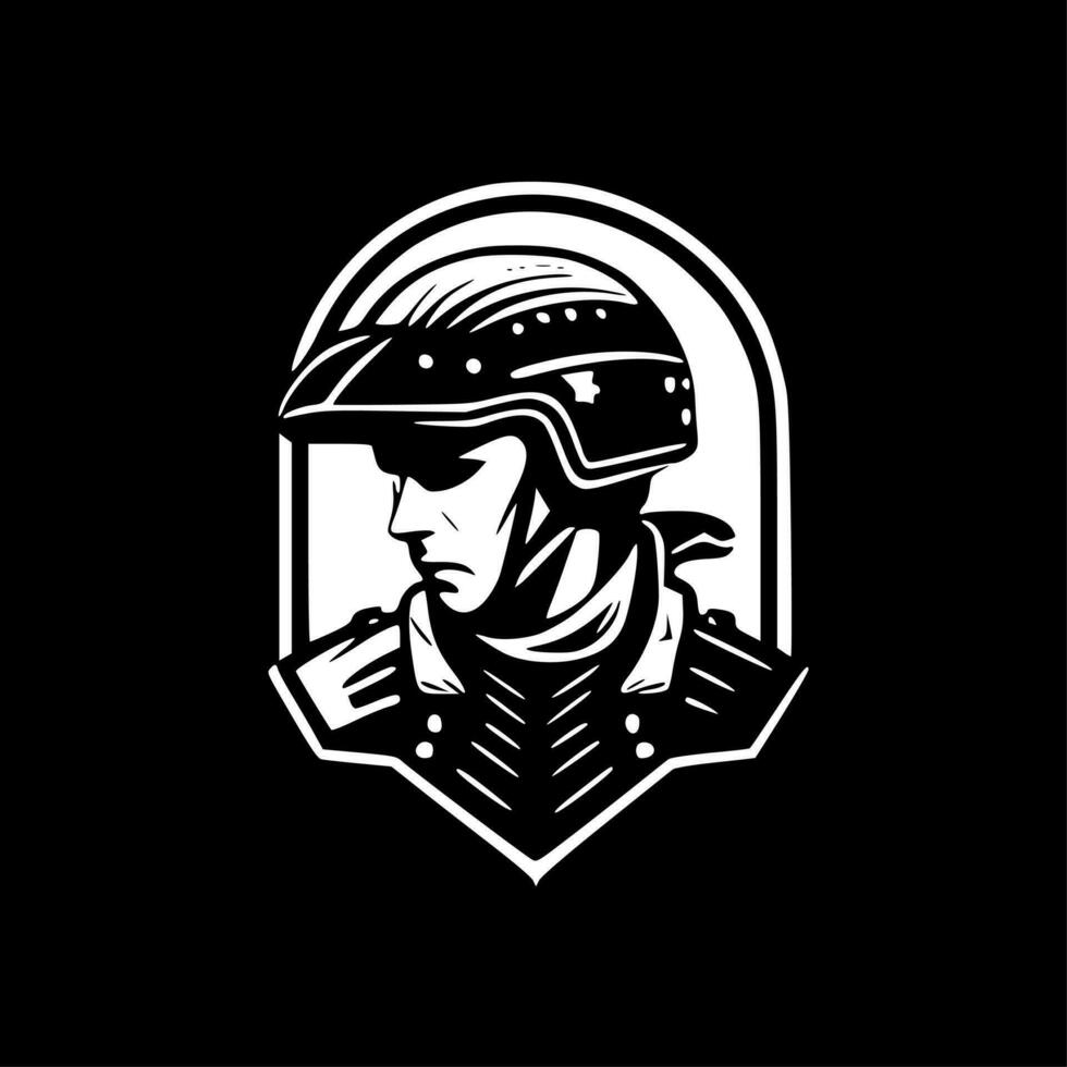 Military - Black and White Isolated Icon - Vector illustration