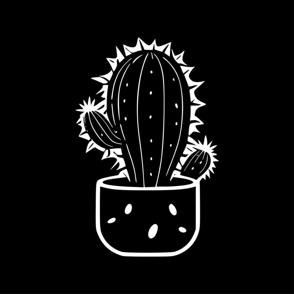 Cactus - Black and White Isolated Icon - Vector illustration