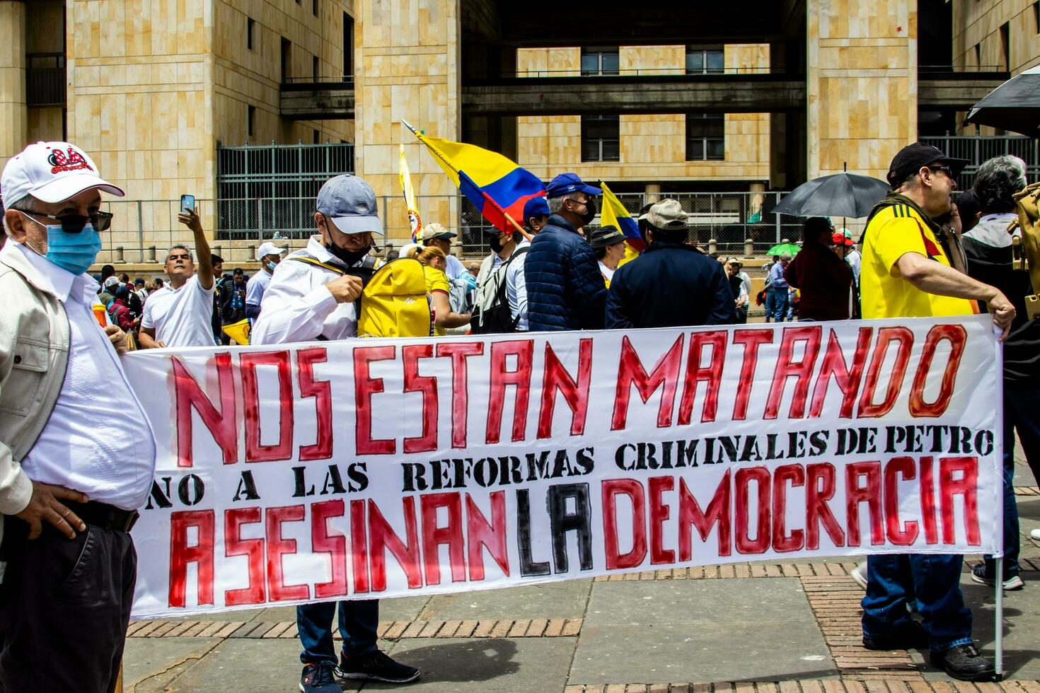 Bogota, Colombia, 2022. Peaceful protest marches in Bogota Colombia against the government of Gustavo Petro. photo