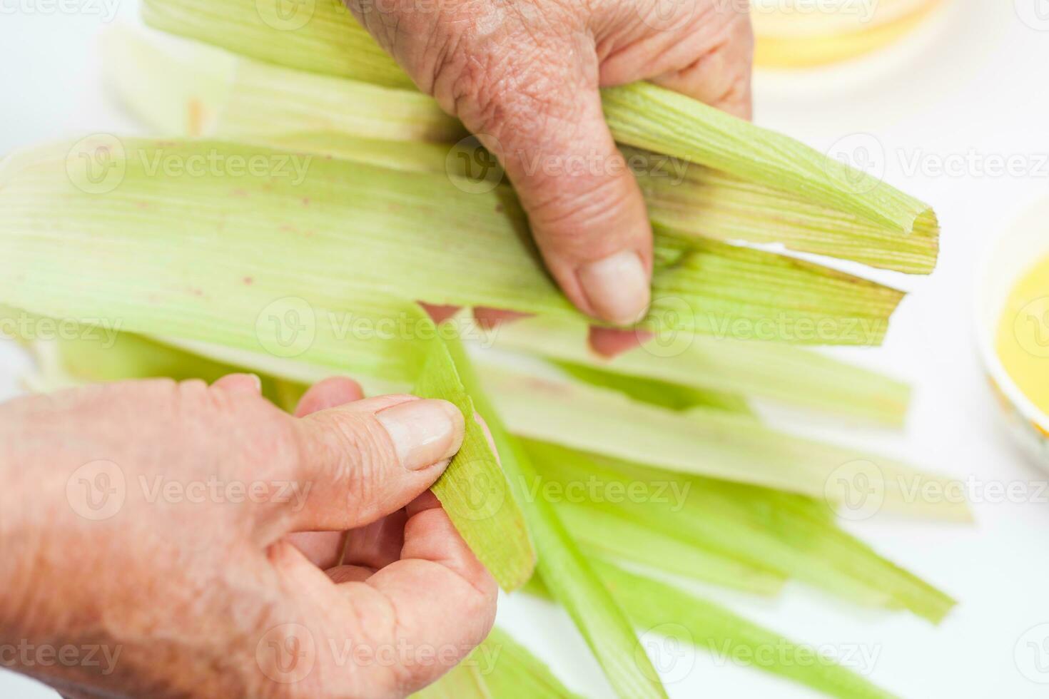 Colombian Sweet Corn Wrap Preparation photo