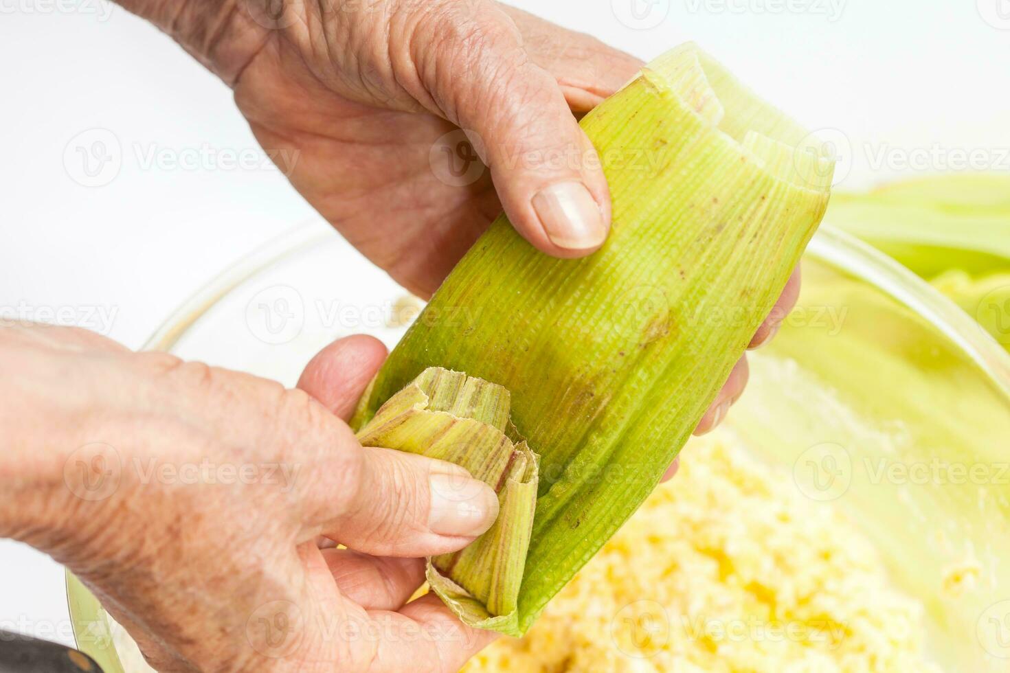 Colombian Sweet Corn Wrap Preparation photo